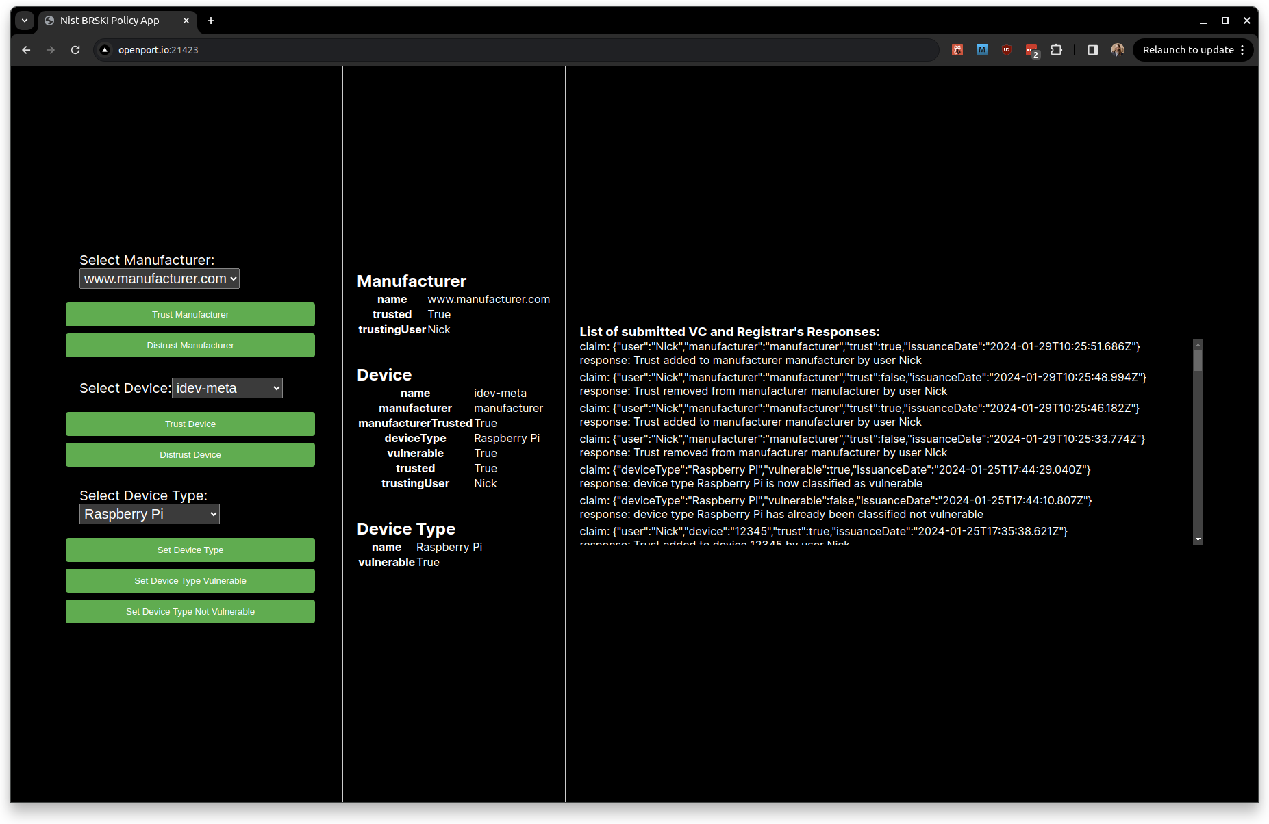 Registrar Web Application UI